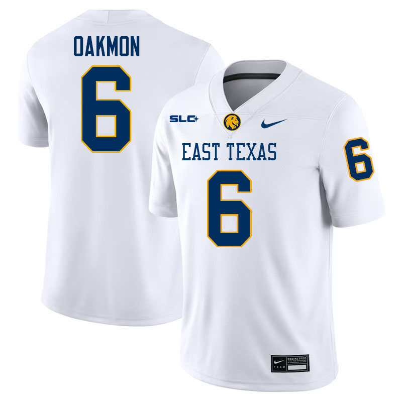 East Texas A&M Lions #6 EJ Oakmon College Football Jerseys,Uniforms-White